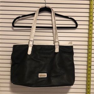 Arcadia white and black leather tote